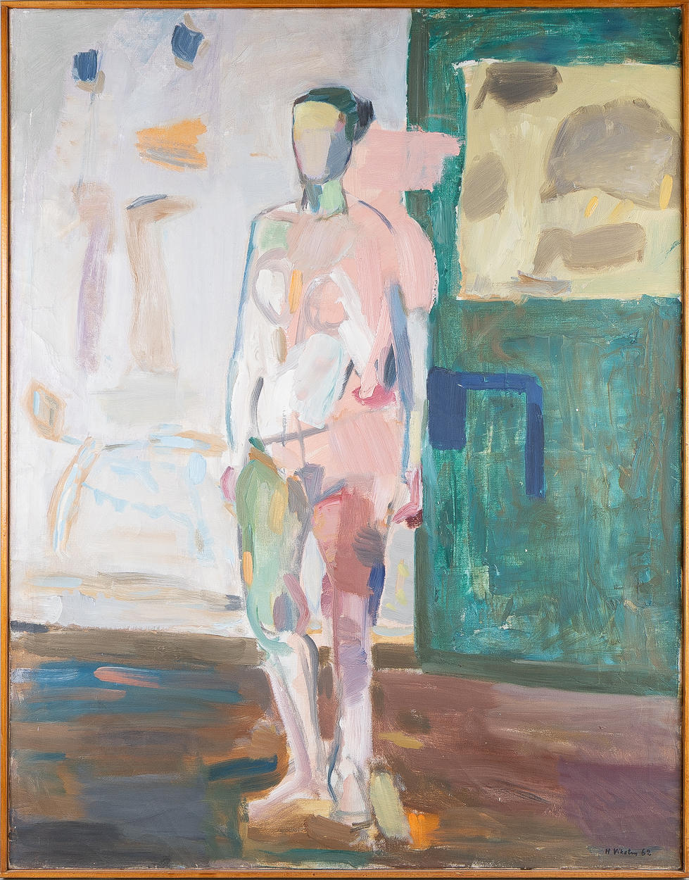 HANS VIKSTEN. Nude model, oil on canvas, signed.
