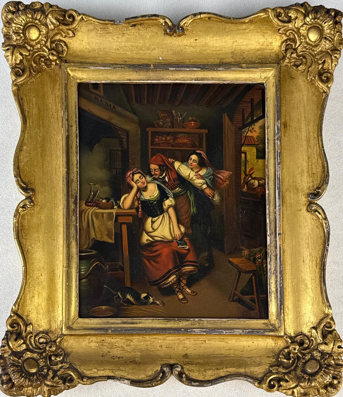 18TH C. OIL ON TIN.