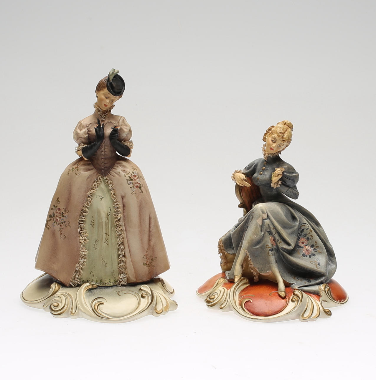 FIGURINER, 2 st, keramik, A. Borsato, Italien, 1900-tal.