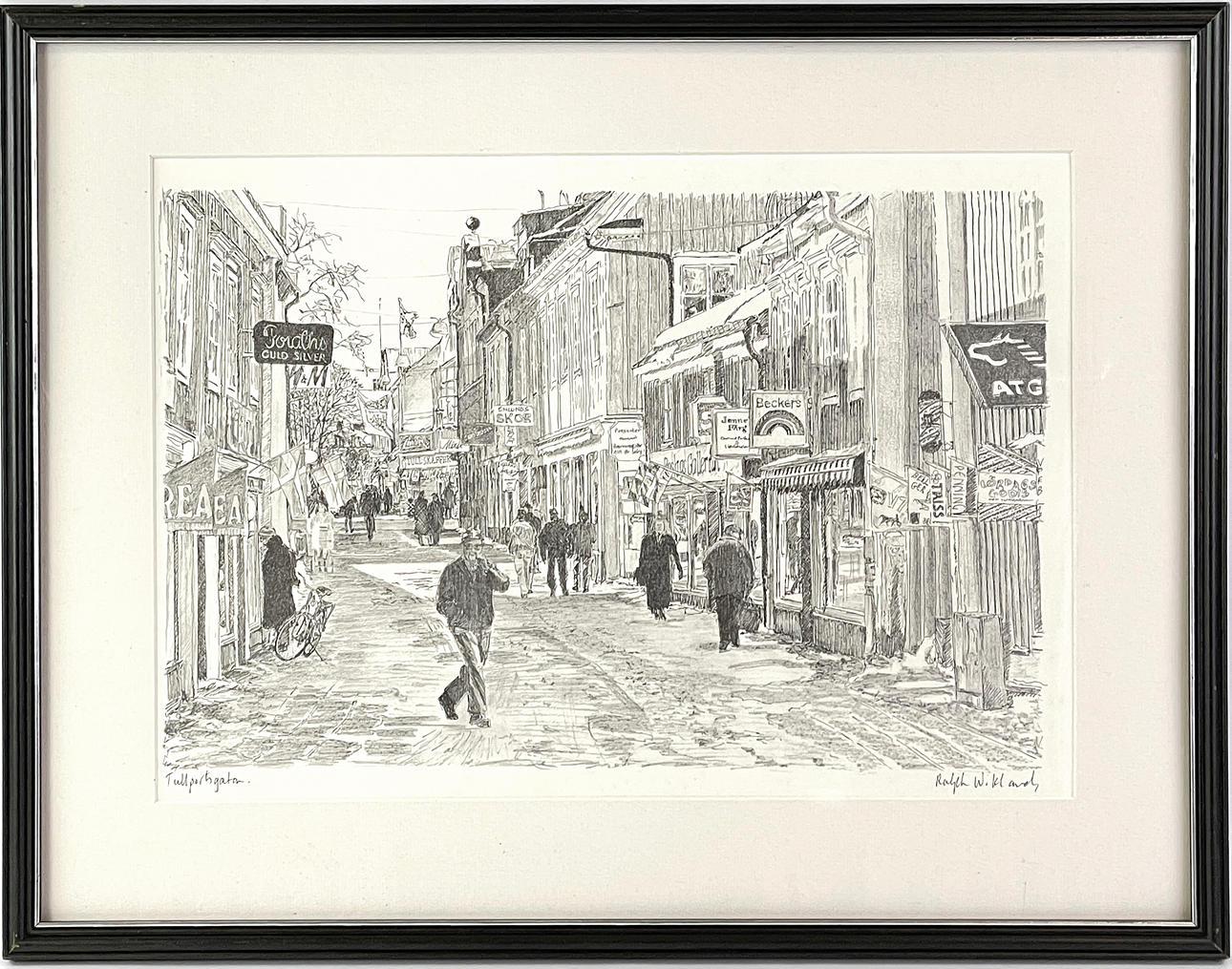 OFFSET PRINTING. “Tullportsgatan”, Norrtäljemotiv, signed Ralph Wikland.