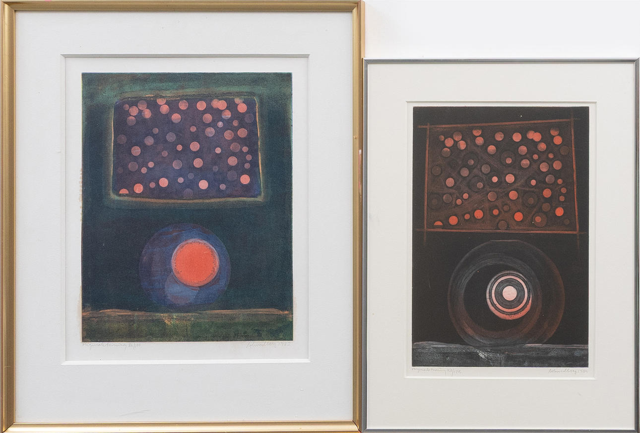 BERTIL  LUNDBERG. 2 pcs, color etchings, signed & numbered.