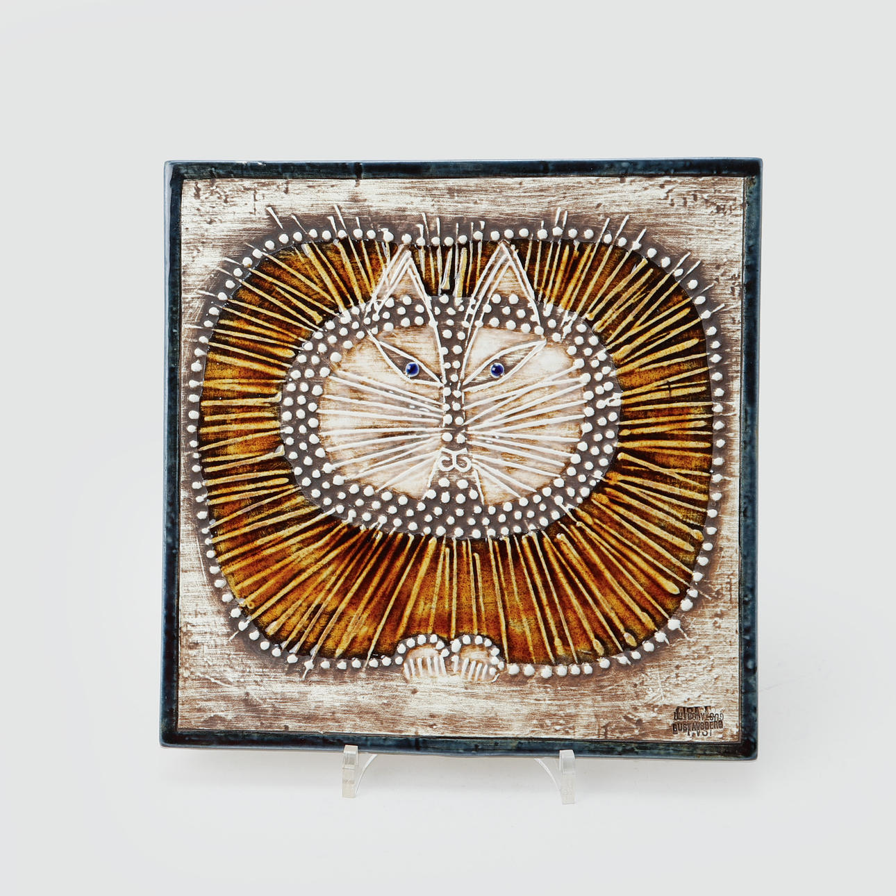 LISA LARSON. Väggplatta "Katt", stengods, Gustavsberg.