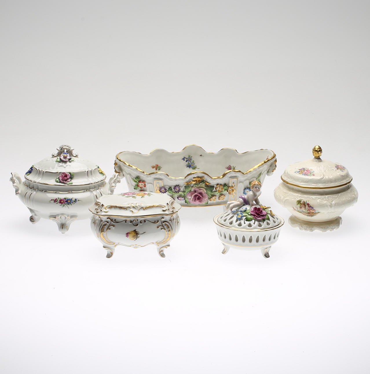 PORSLINSFÖREMÅL, 5 st, Schierholz, Rosenthal och Jlmenau, Tyskland, 1900-tal.