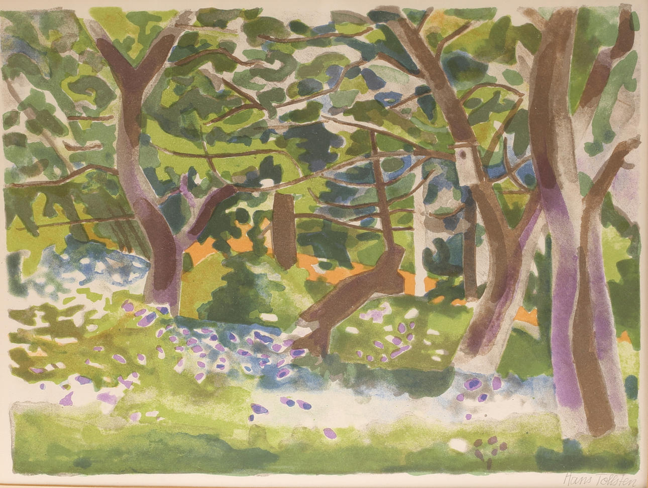 HANS TOLLSTEN. Lithograph in colours, signed.