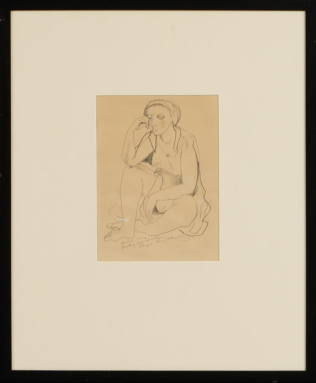 BENGT LINDSTRÖM. Model study. Pencil, signed.