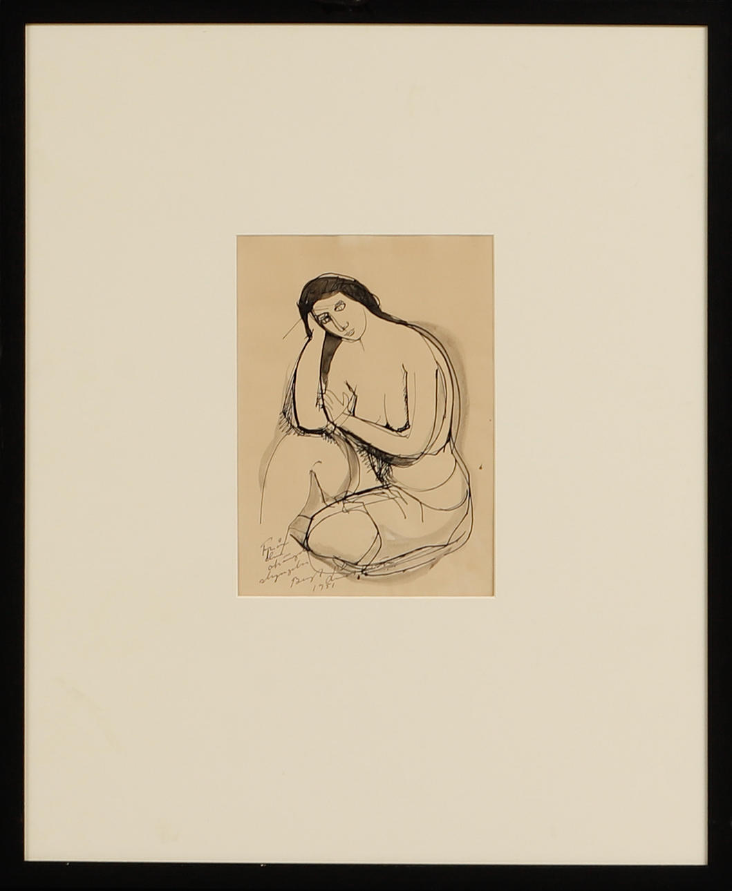 BENGT LINDSTRÖM. Model study. Tuschlavyr, signed and dated 1951.