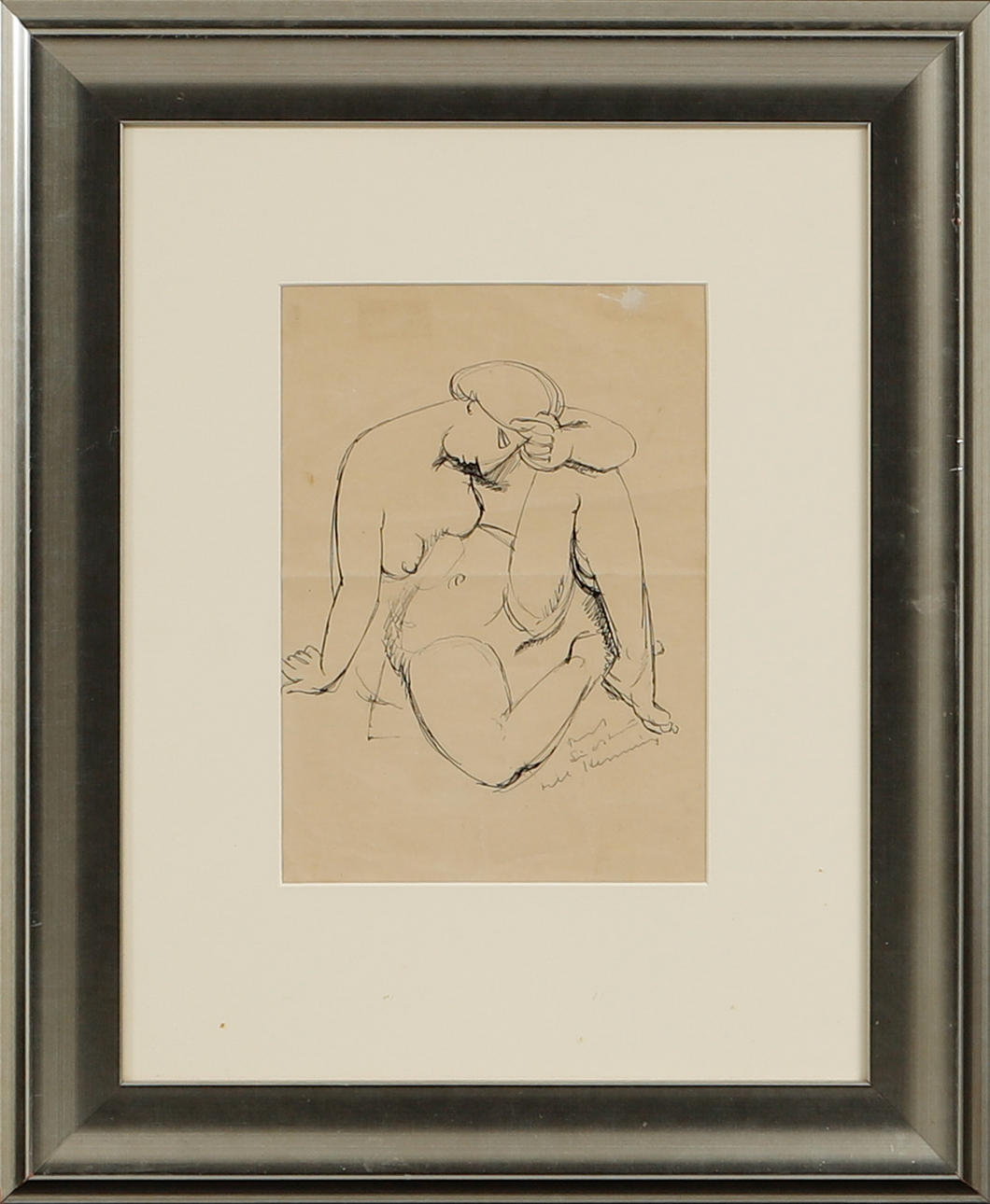 BENGT LINDSTRÖM. Model study. Ink, signed with dedication.