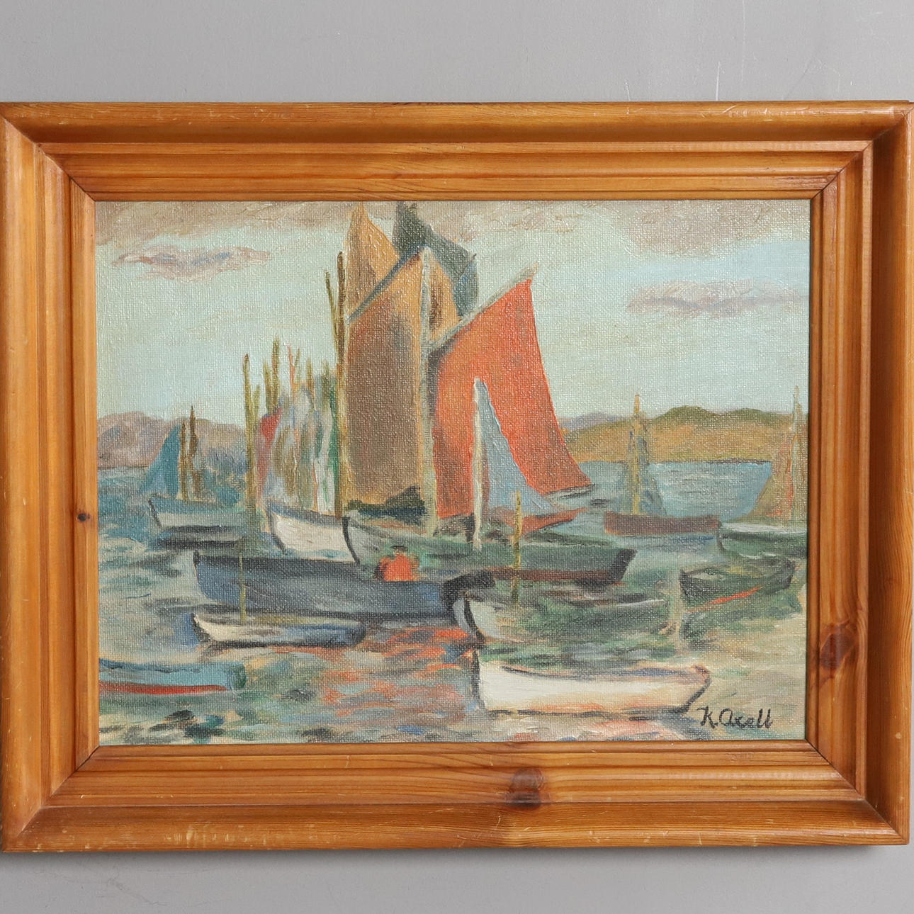 OIDENTIFIERAD KONSTNÄR. OIL ON PANEL, marine motif, signed.