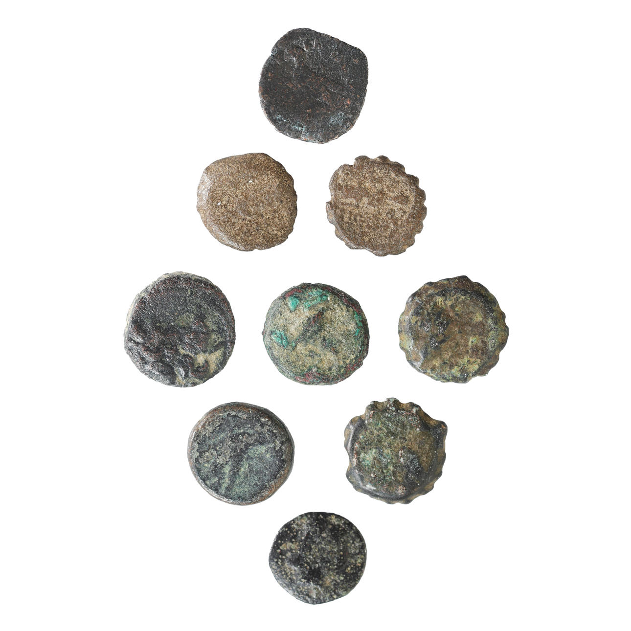 EN SAMLING AF GAMLE MØNTER.