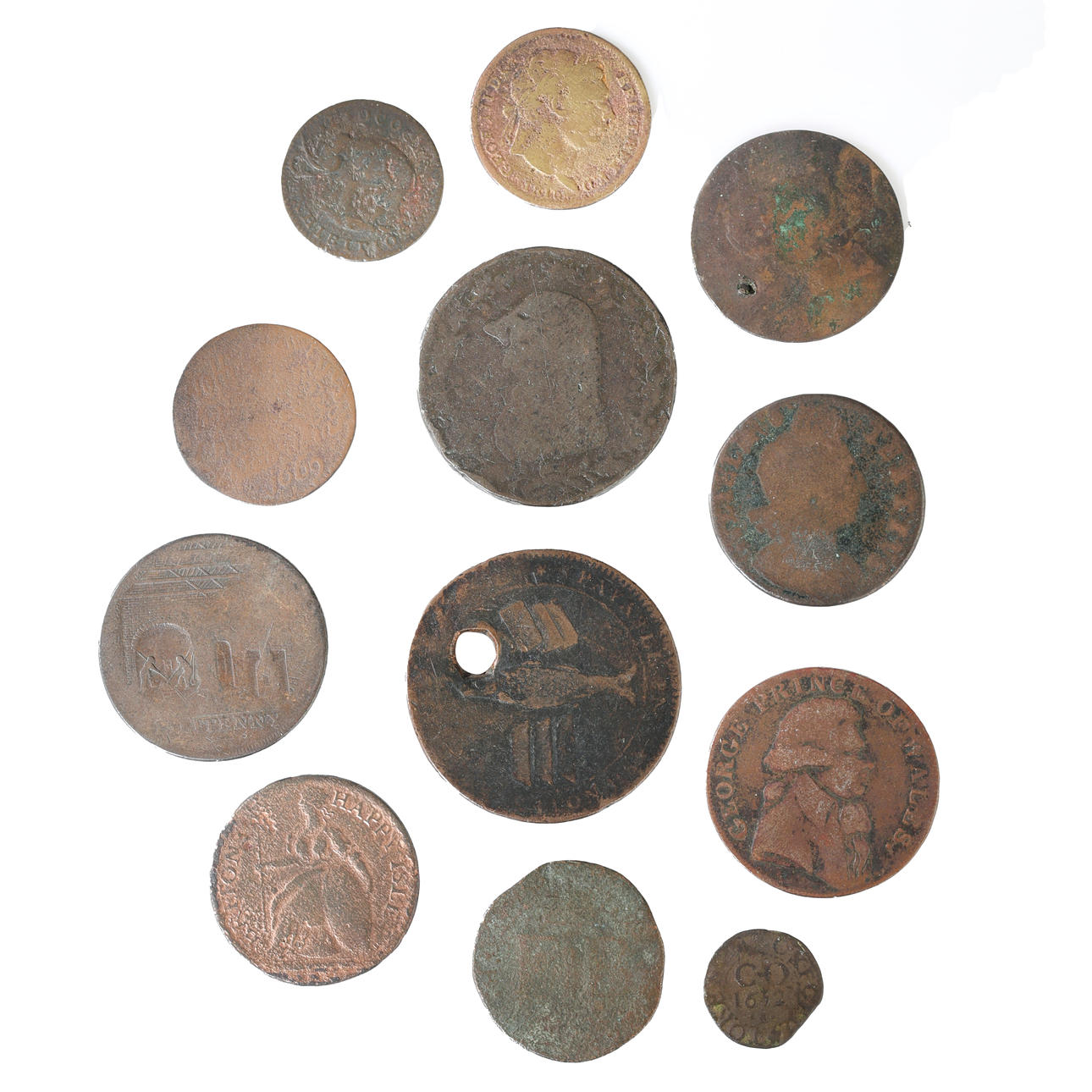 TWELVE BRITISH TOKENS (12).