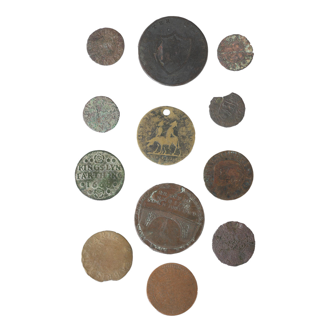 TWELVE BRITISH TOKENS (12).