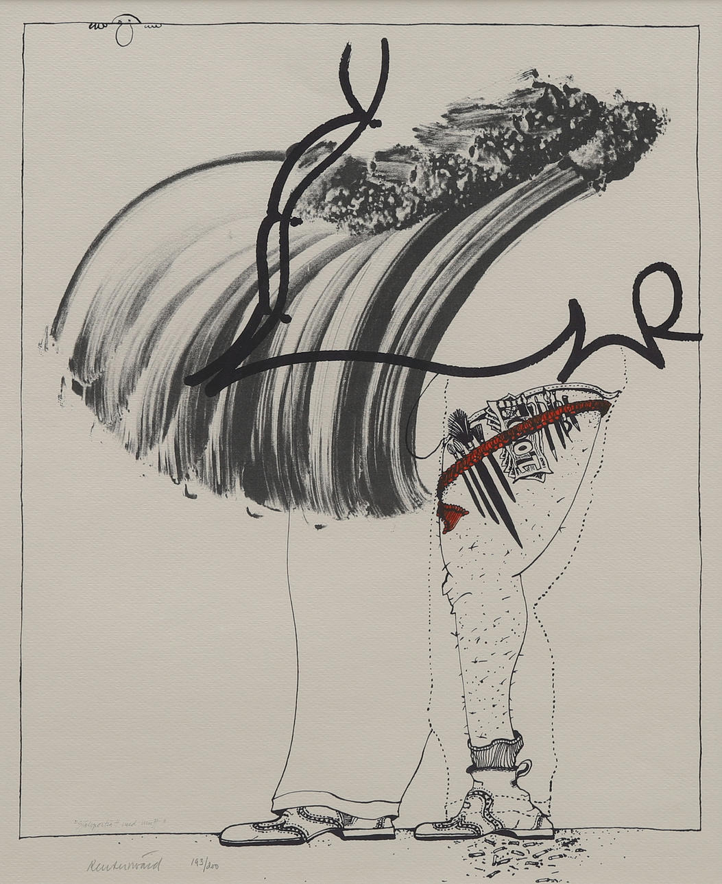 CARL FREDRIK REUTERSWÄRD. “Self-portrait with sleeve”, lithograph, signed and numbered 193/200.