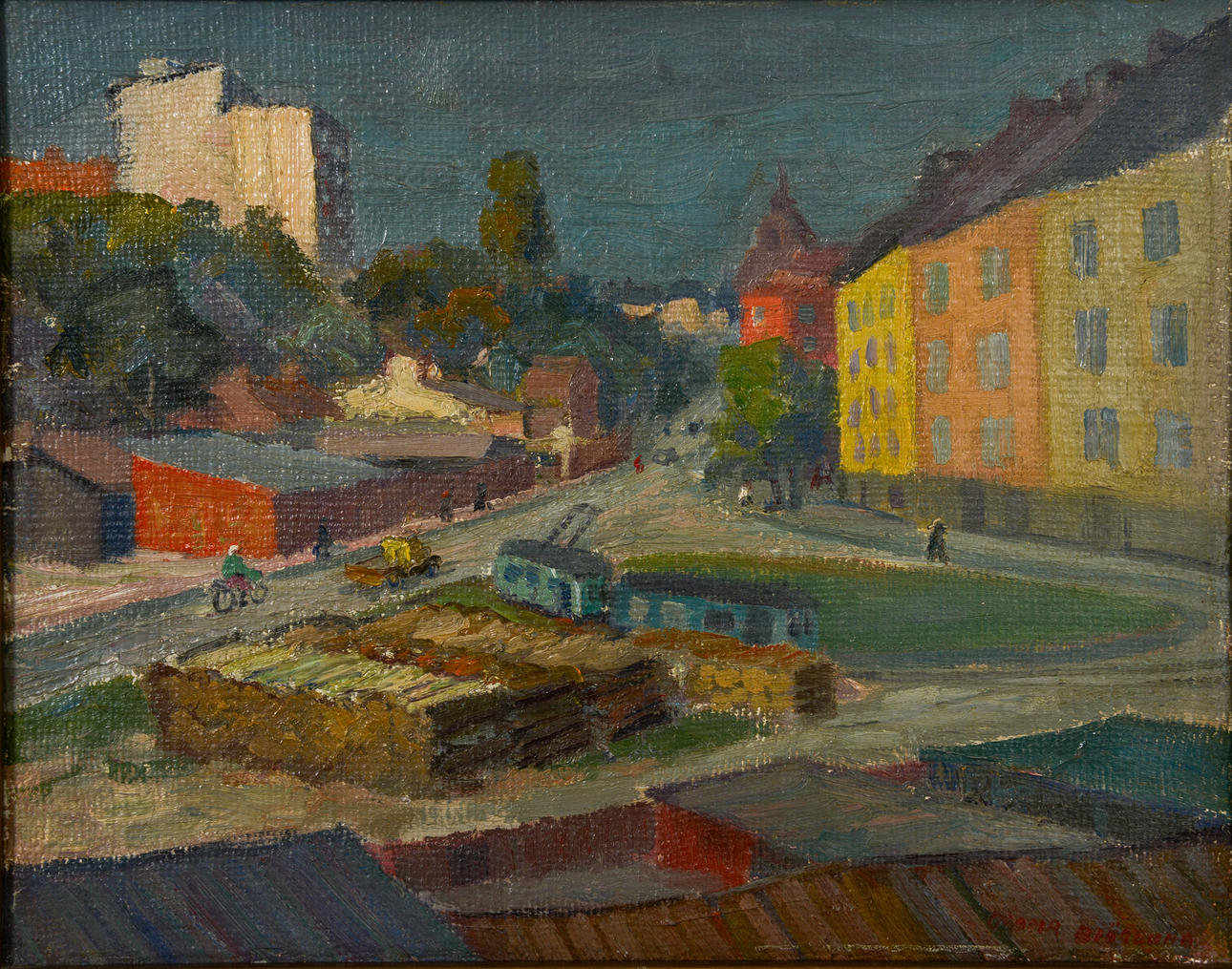 ODDMAR BJÖRKLUND. Södermalm, oil on canvas, signed.