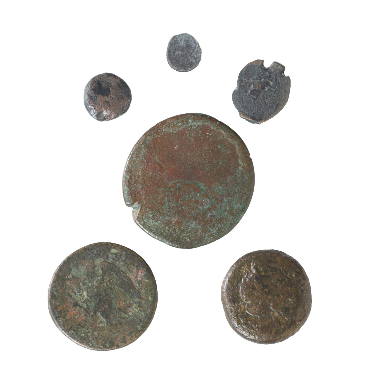 SECHS FRÜHE ÄGYPTISCHE MÜNZEN (6).