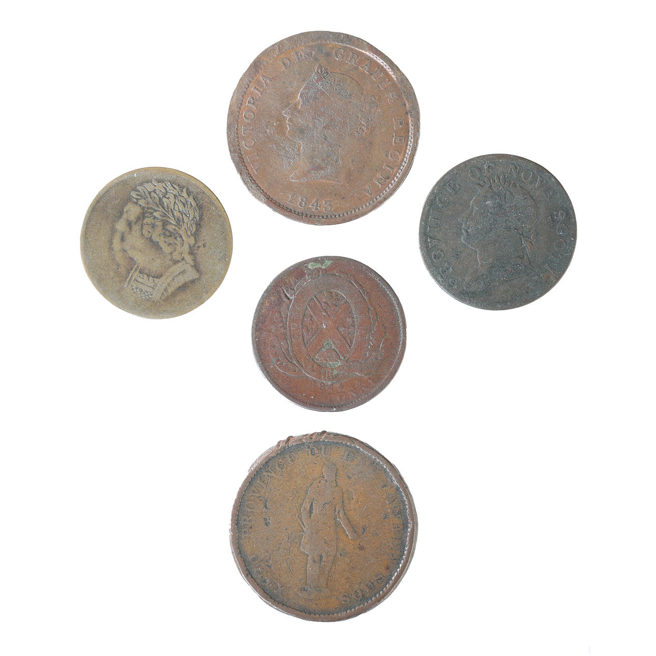 FIVE 19TH CENTRY CANADIAN COINS (5).