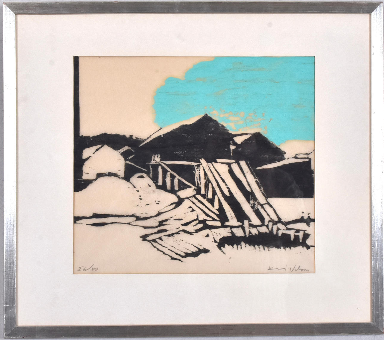 OIDENTIFIERAD KONSTNÄR. Color woodcut.