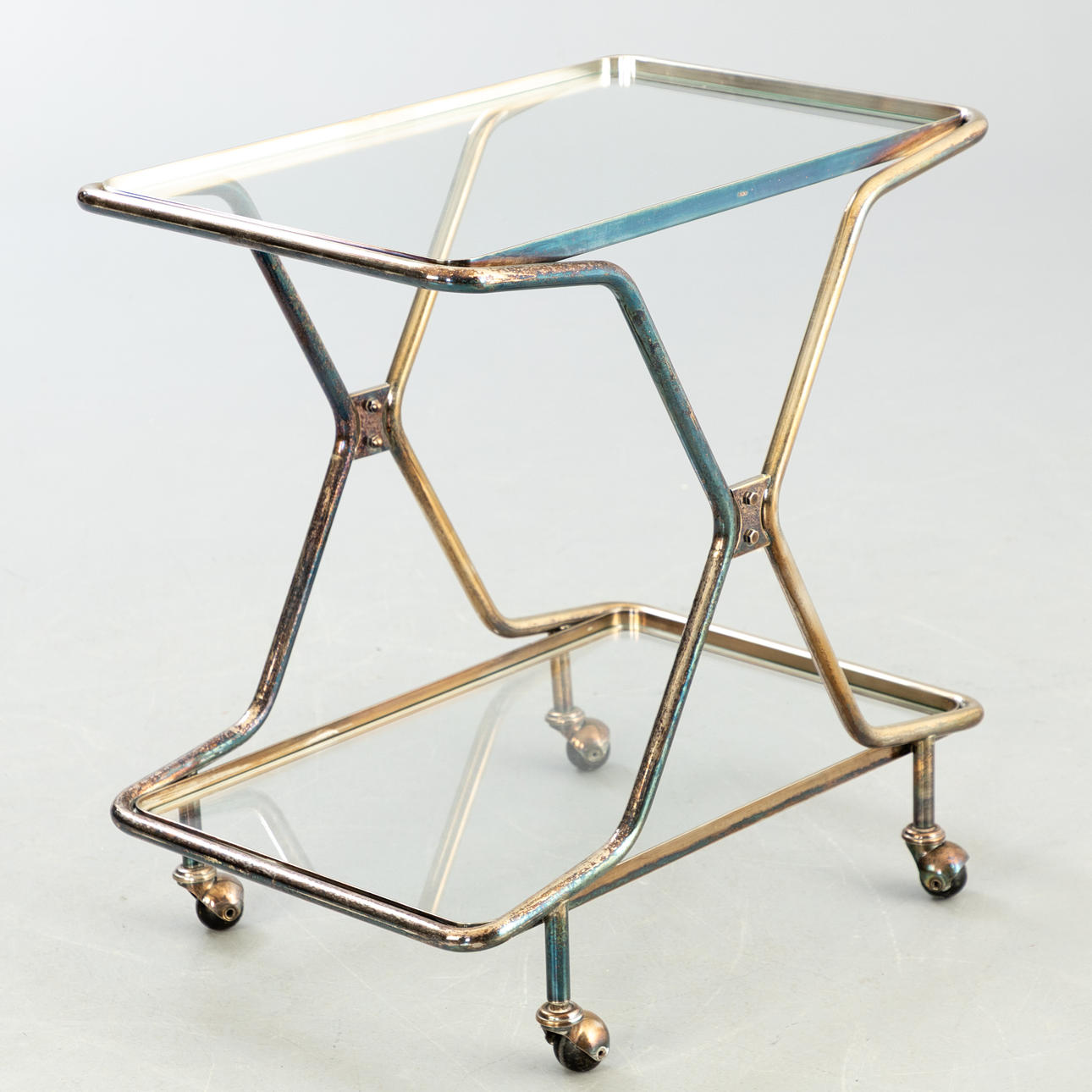 Servierwagen, Metall und Glas, 2. Hälfte 20. JH.