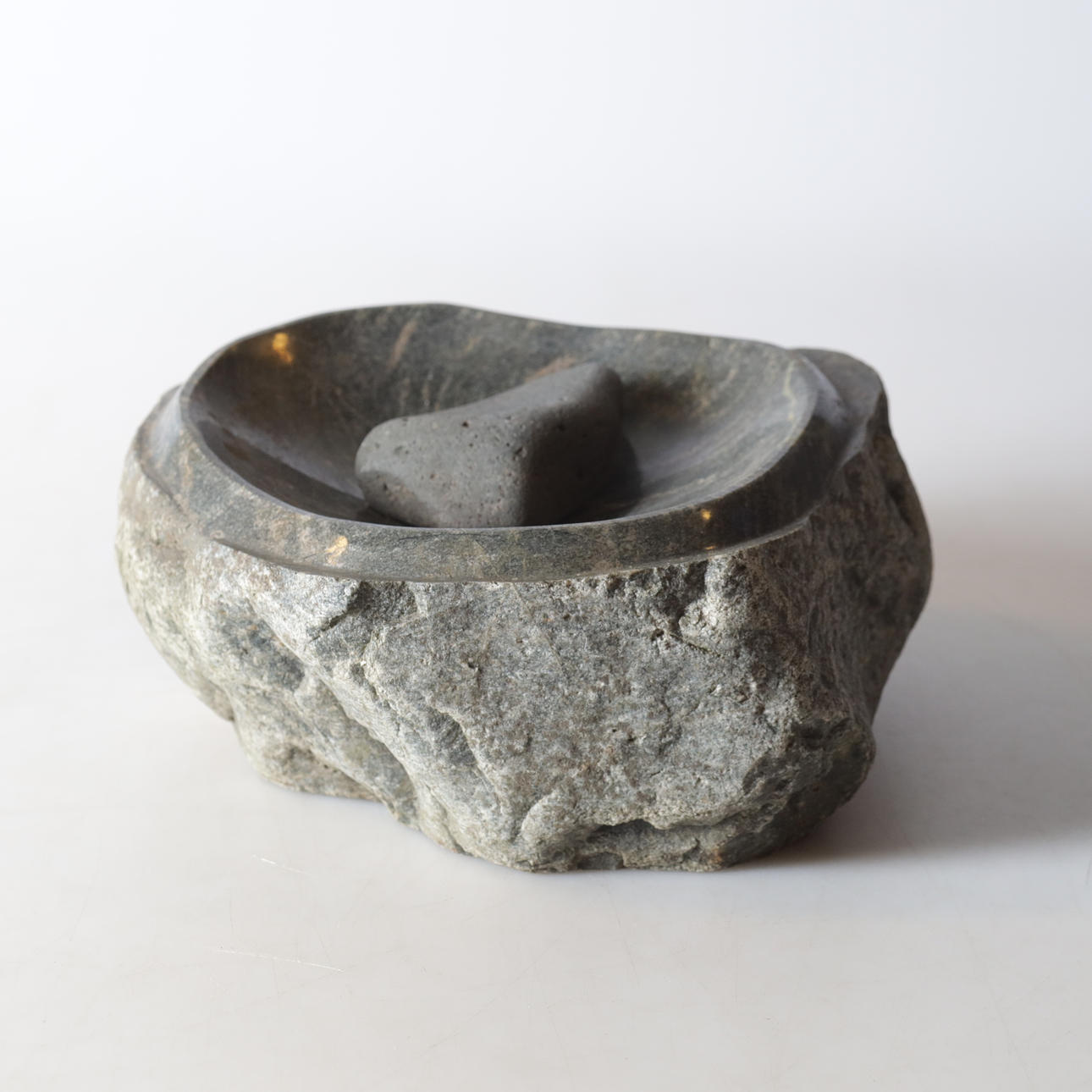 BIRDBATH, granite, partly polished.