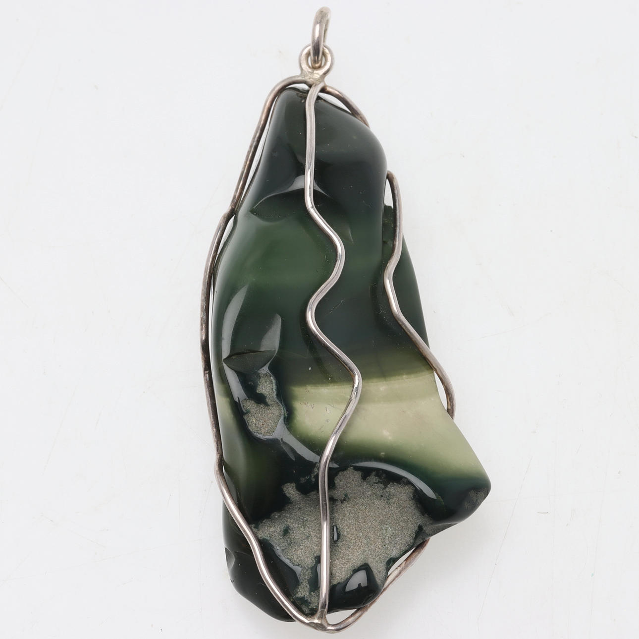 PENDANT, jasper, silver.