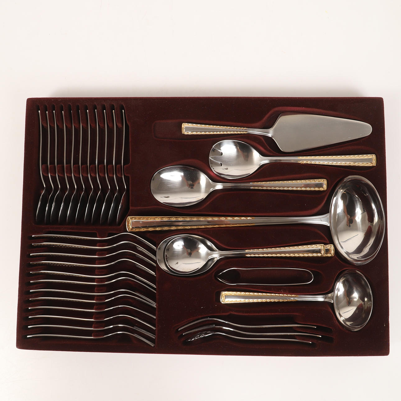 CUTLERY SET, 72 pieces, stainless steel with gilt decoration