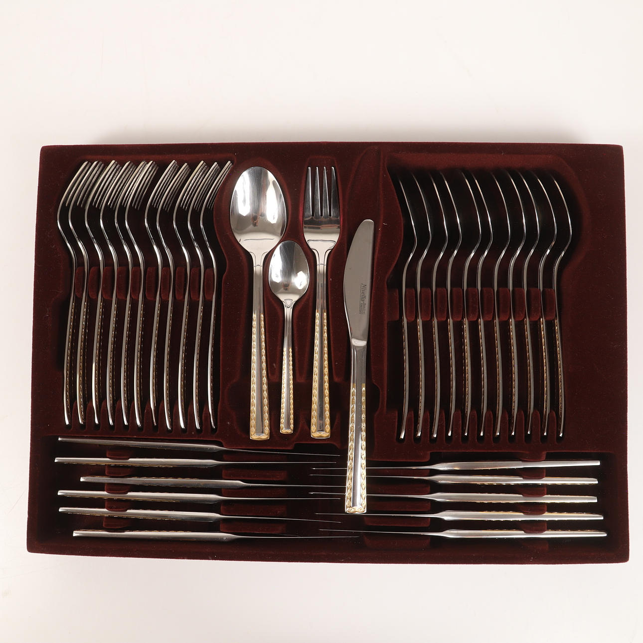 CUTLERY SET, 72 pieces, stainless steel with gilt decoration