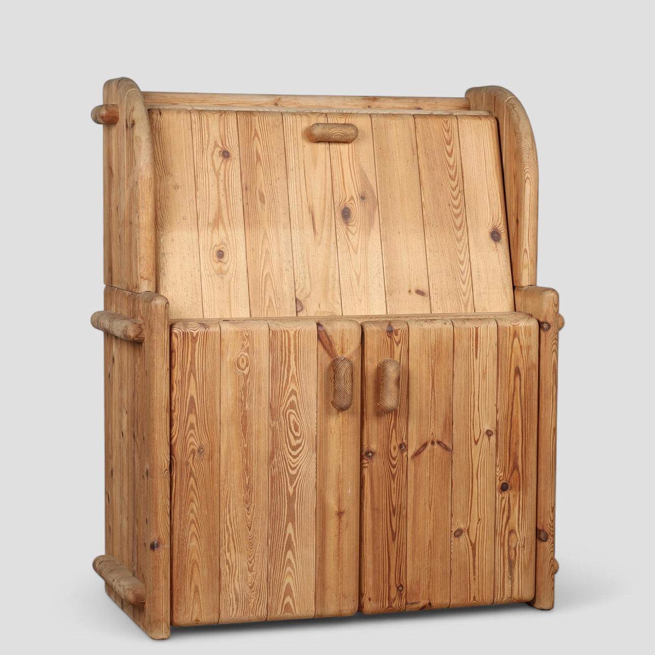 Solid pine secretary, Rainer Daumiller style, circa 1980s.