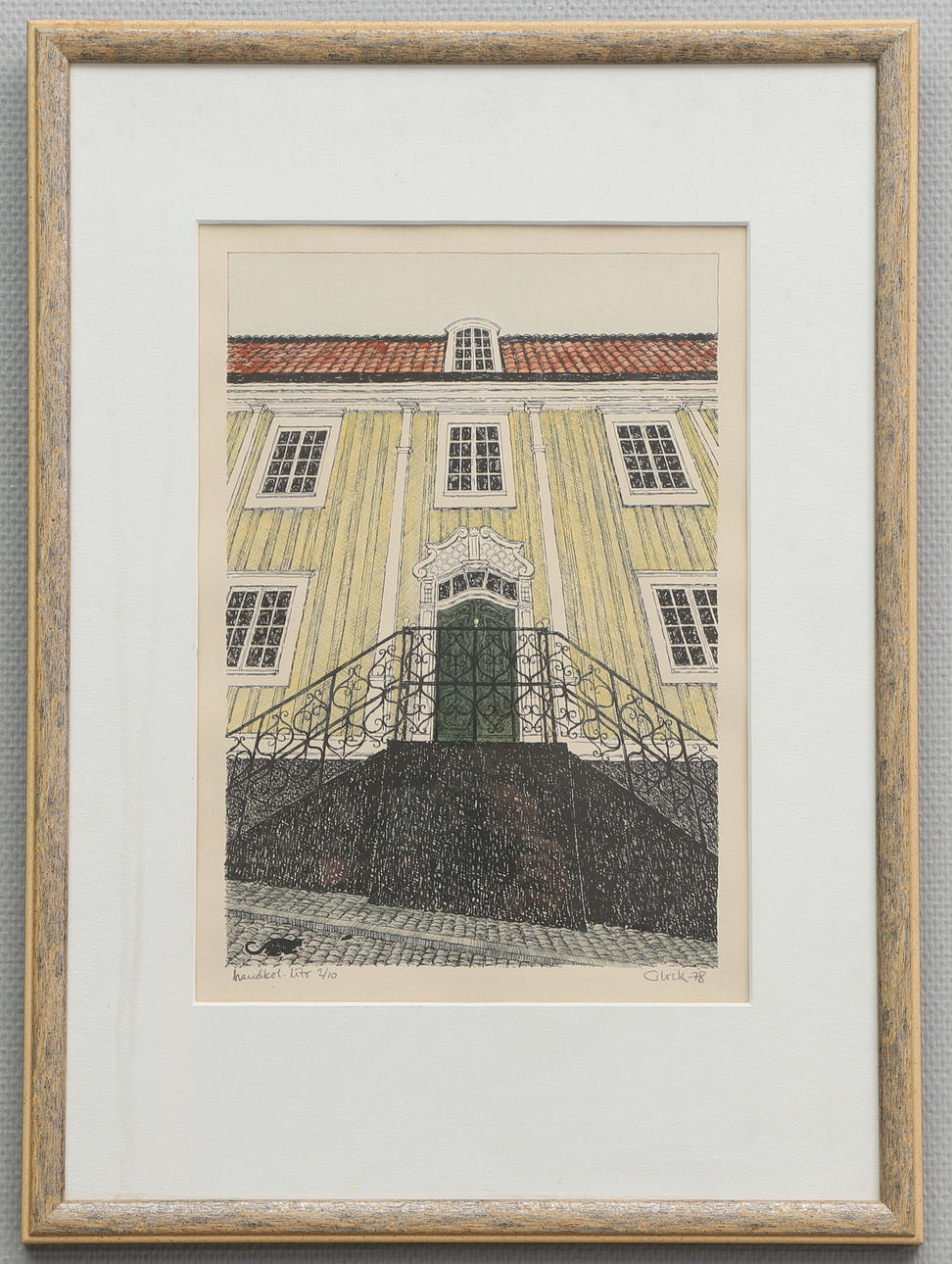 JONAS GLOCK. Hand coloured lithograph, signed Glock -78 and numbered 2/10.