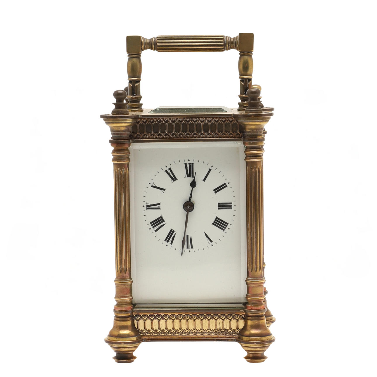 BRASS CASED CARRIAGE CLOCK.