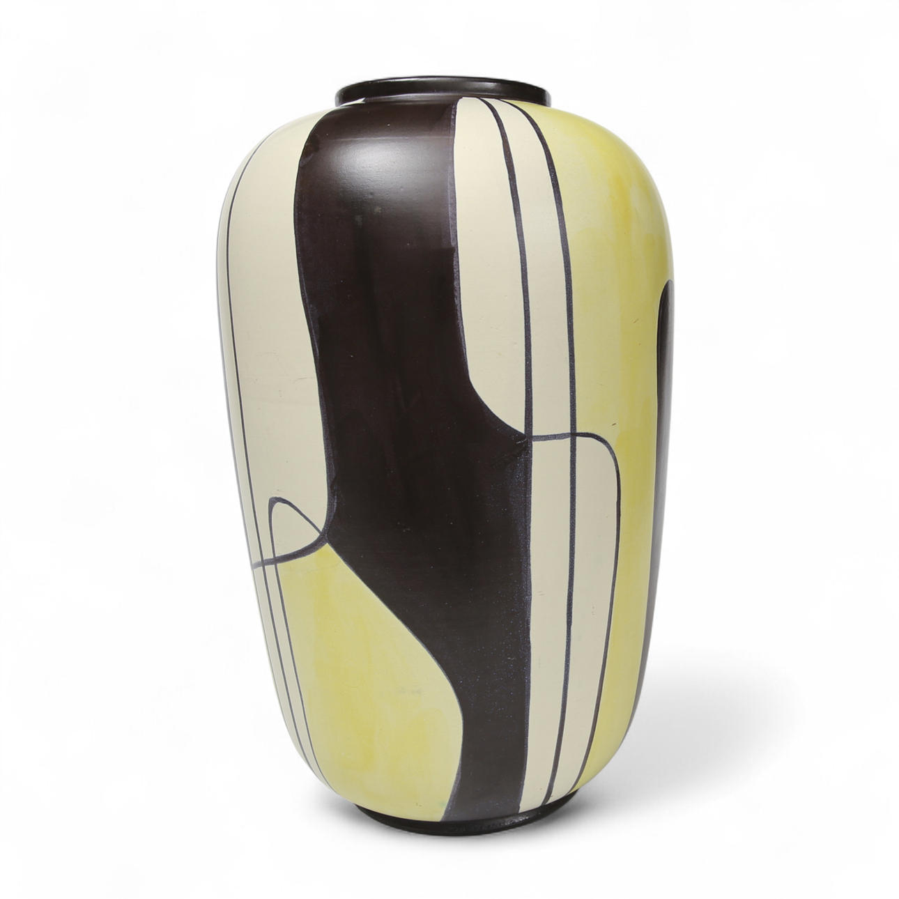 A ceramic floor vase, foreign, geometric decor, Germany, circa 1955.