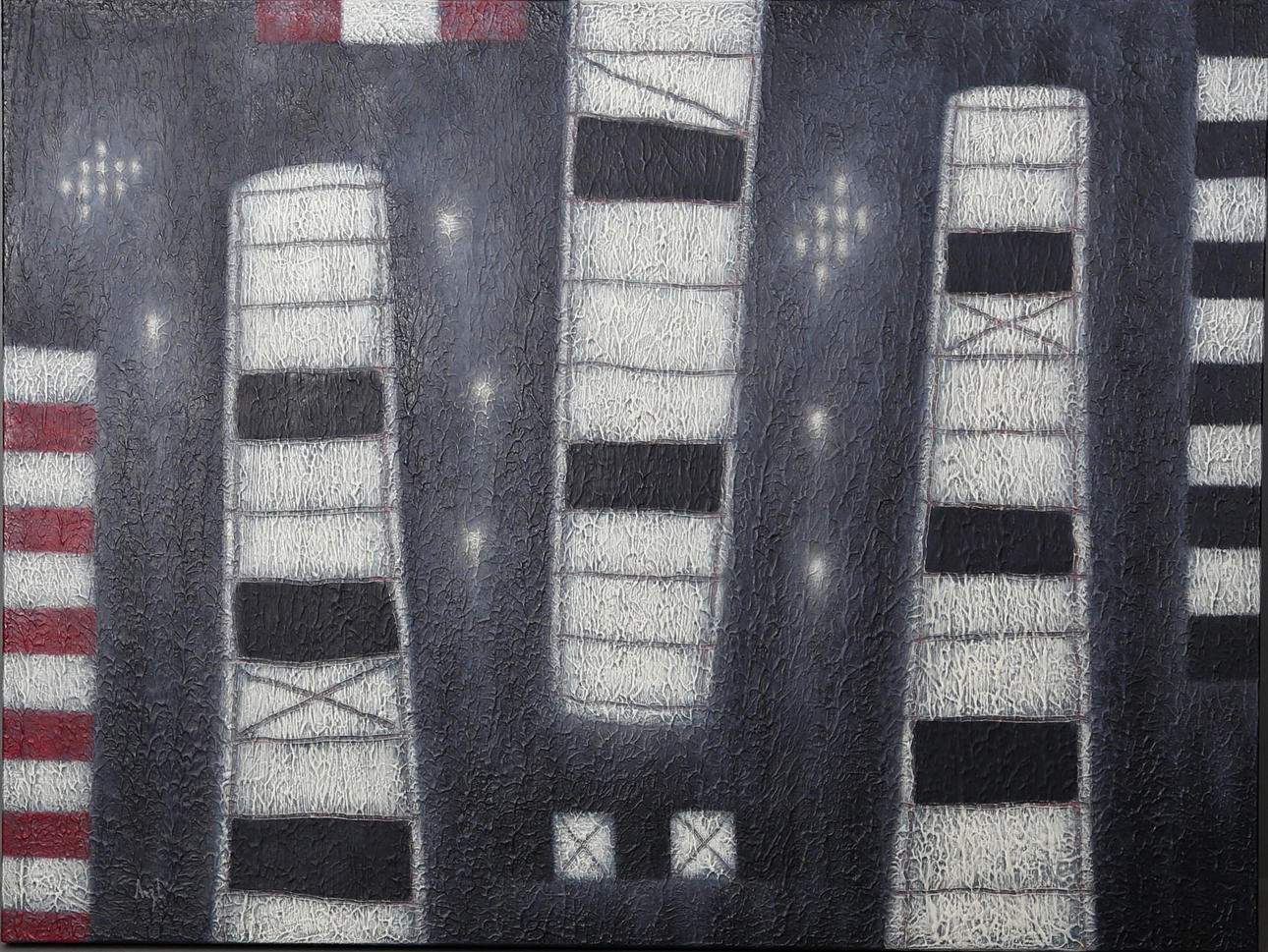 RALF ARZT. Cityview black, akryl på duk, signerad.