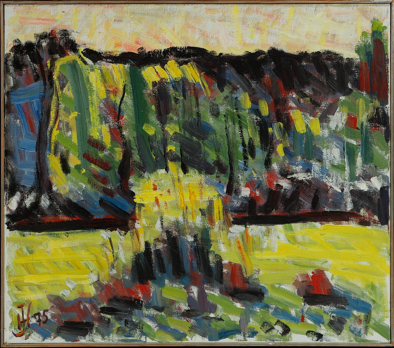 HERBERT JOHANSSON. Landscape composition, oil on canvas, signed and dated 75.