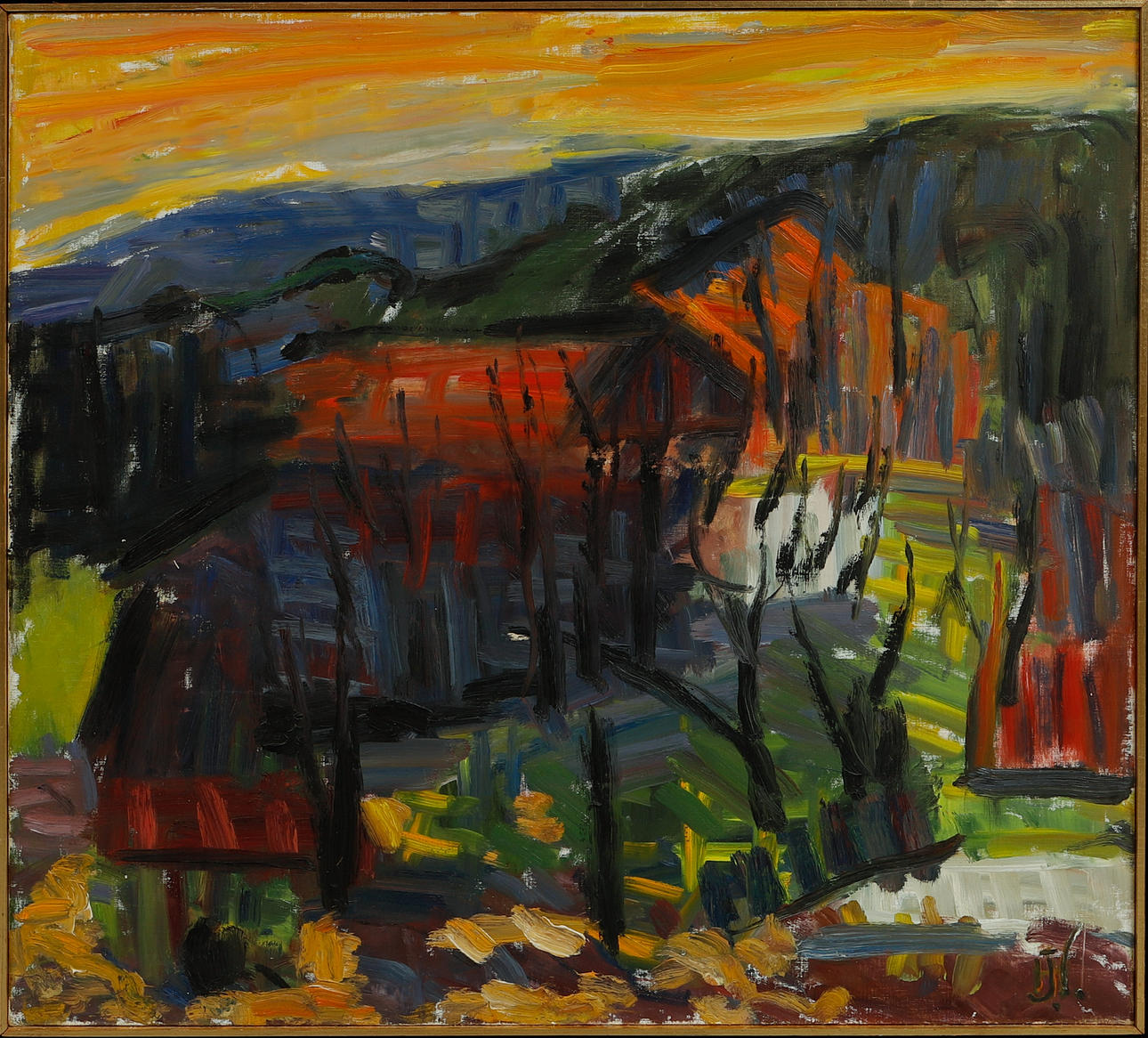 HERBERT JOHANSSON. Landscape composition, oil on canvas, signed.