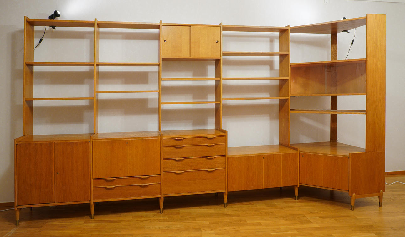 Bookcase, 5 sections, Oak.