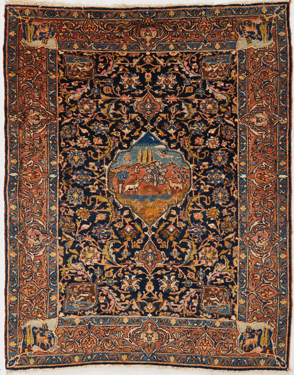 ORIENT CARPET. Tabriz, Persia, semiantique, figural, approx 193x138 cm.