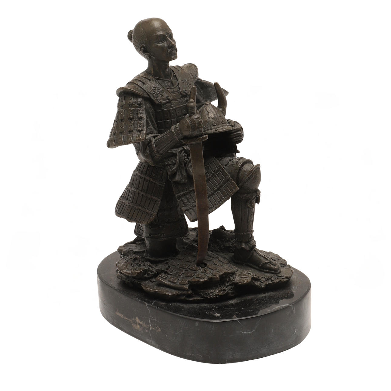 MODERNE BRONZE FIGUR AF EN SAMURAI-KRIGER.