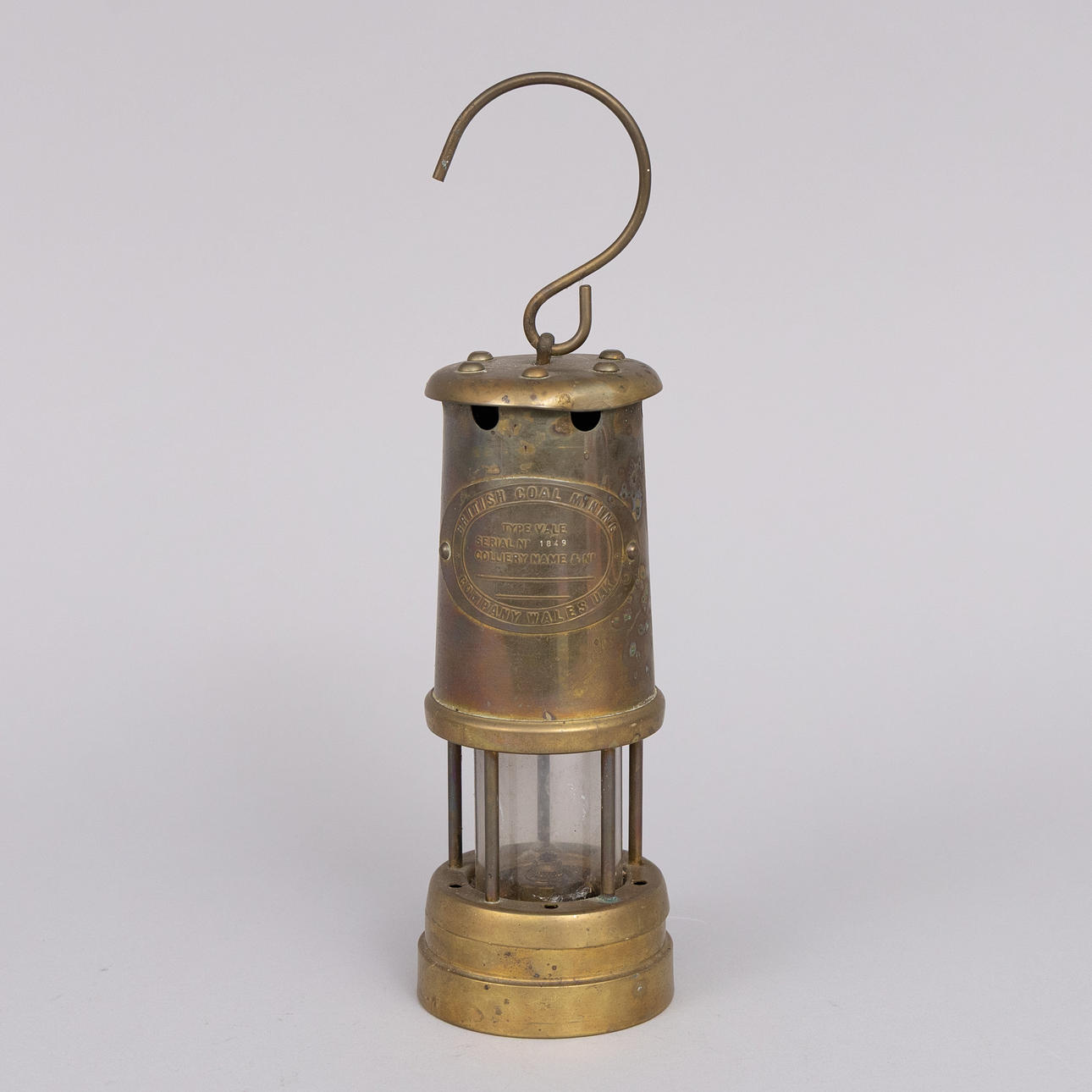 BRASS PLATE LANTERN, British Coal Mining.