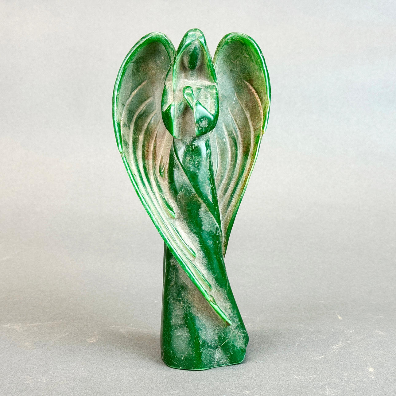CARVED JADE/HARDSTONE ANGEL.