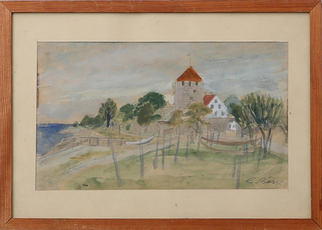 GIDEON BÖRJE. Kustbild, akvarell, signerad G Börje.