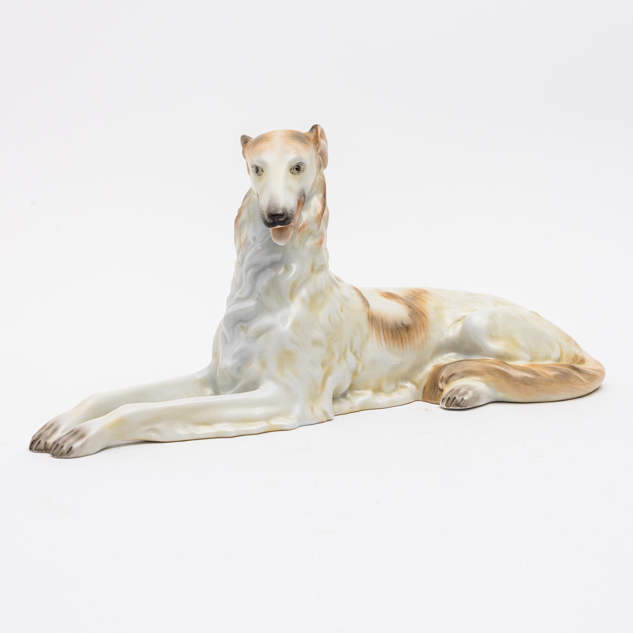 A porcelain greyhound figurine from Herend, Hungary.
