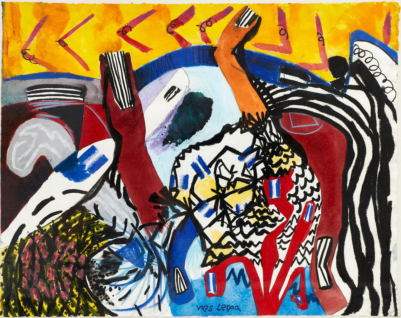 NES LERPA. Composition, signed, mixed media.