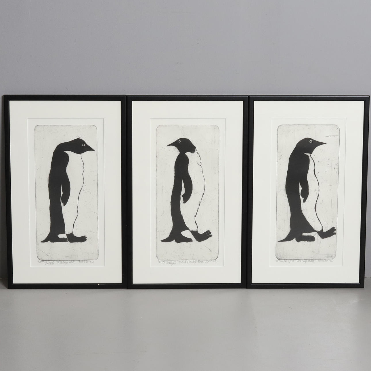 BERIT BENEUS. DRYNEEDLE SETS, 3 pcs, “Stay in the joint”, signed.