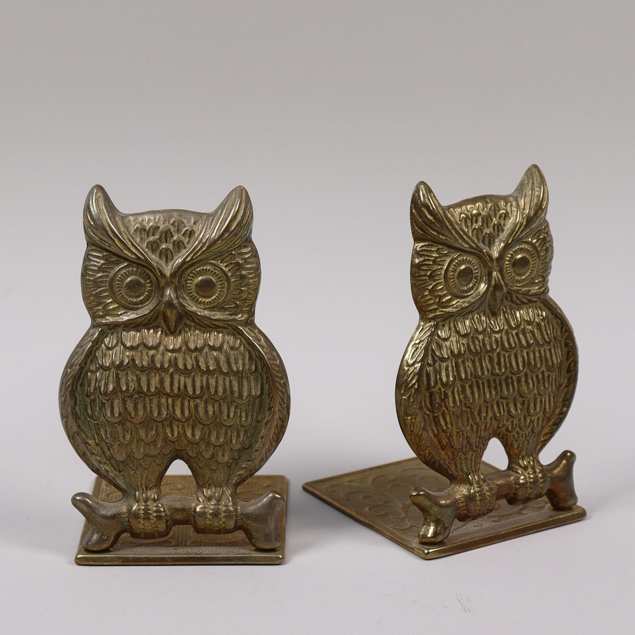 SUJETALIBROS, búhos de latón, 2 piezas.