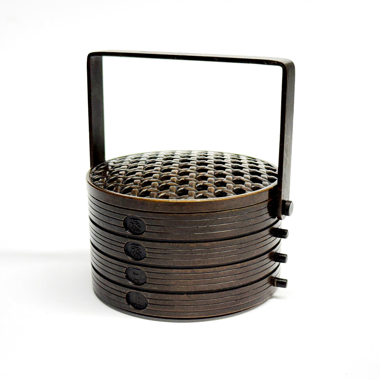 CHINESE BRONZE MOONCAKE BASKET CENSER.