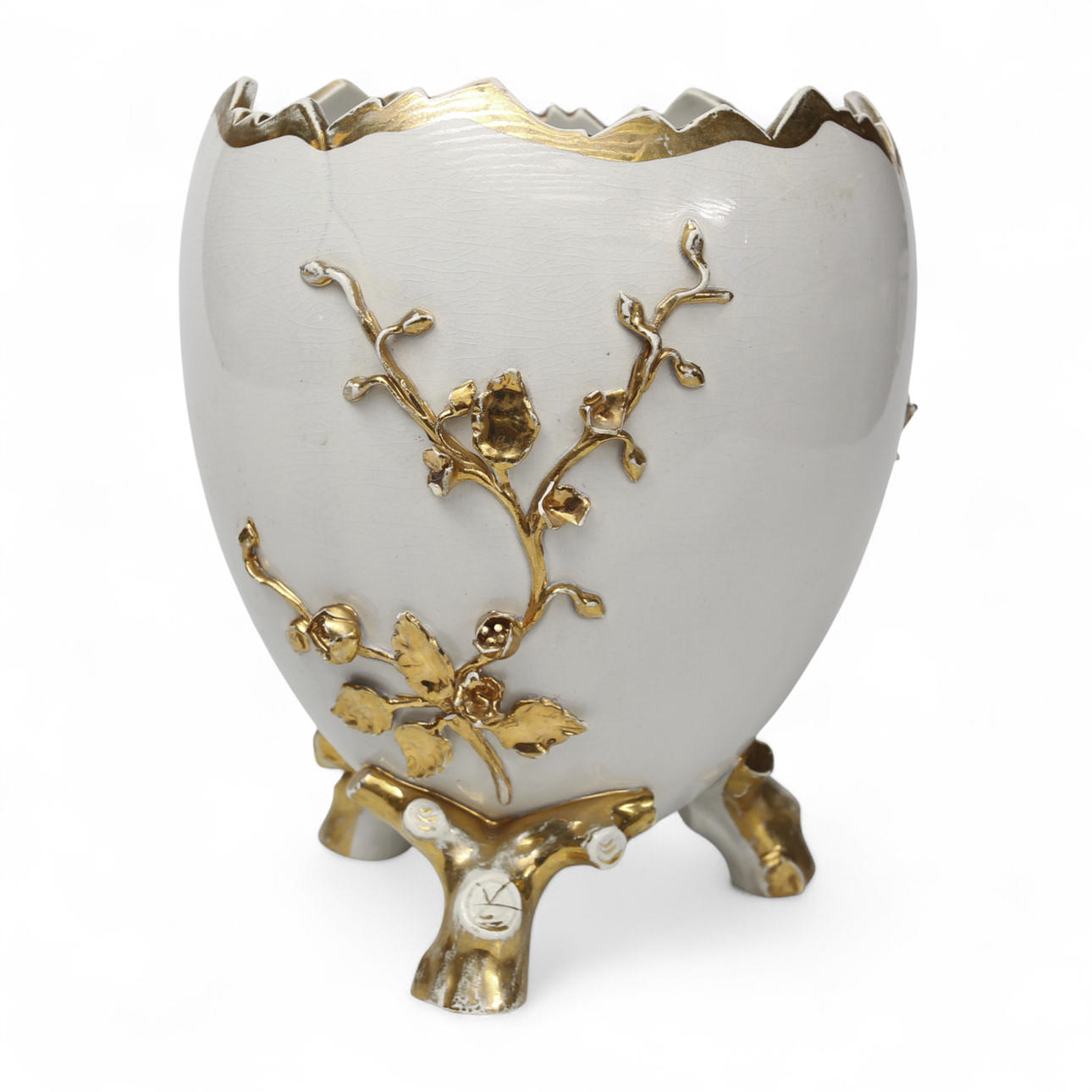 EGG-SHAPED OUTER LINING, with gold decor, porcelain, Gustavsberg, ca 1900.