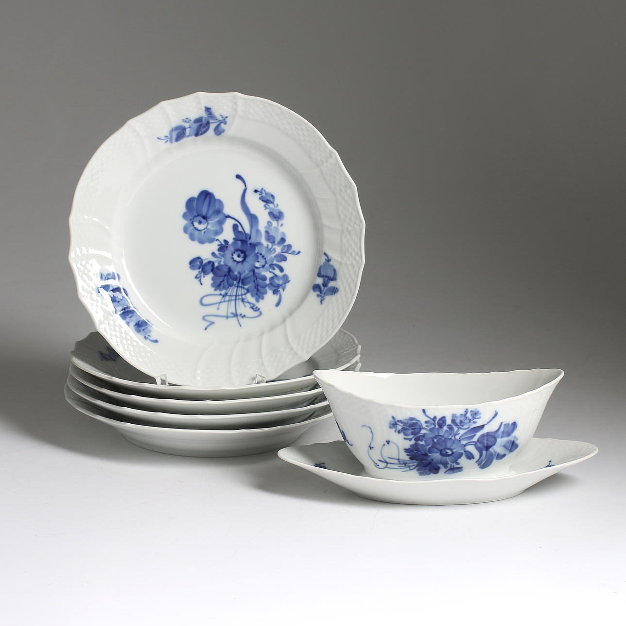 SERVISDELAR, 6 delar, porslin, "Blå Blomst", Kunglig Dansk, Danmark, 1900-tal.