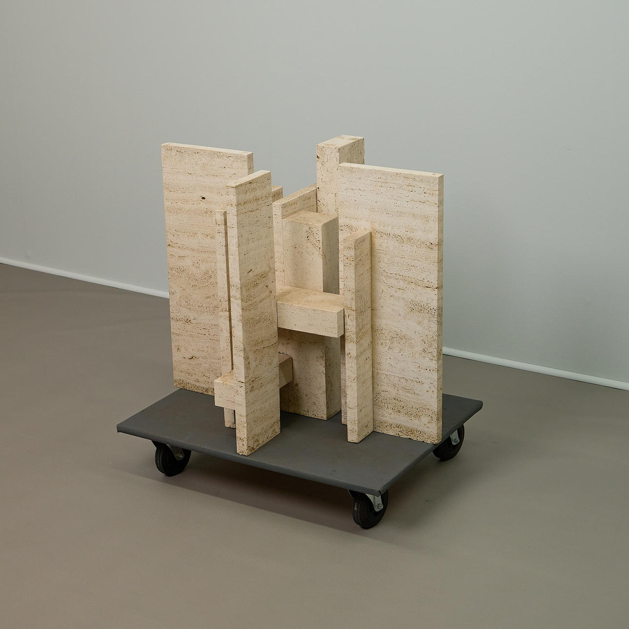 WILLY BALLEZ. Table frame, travertine, 1970s, Belgium.