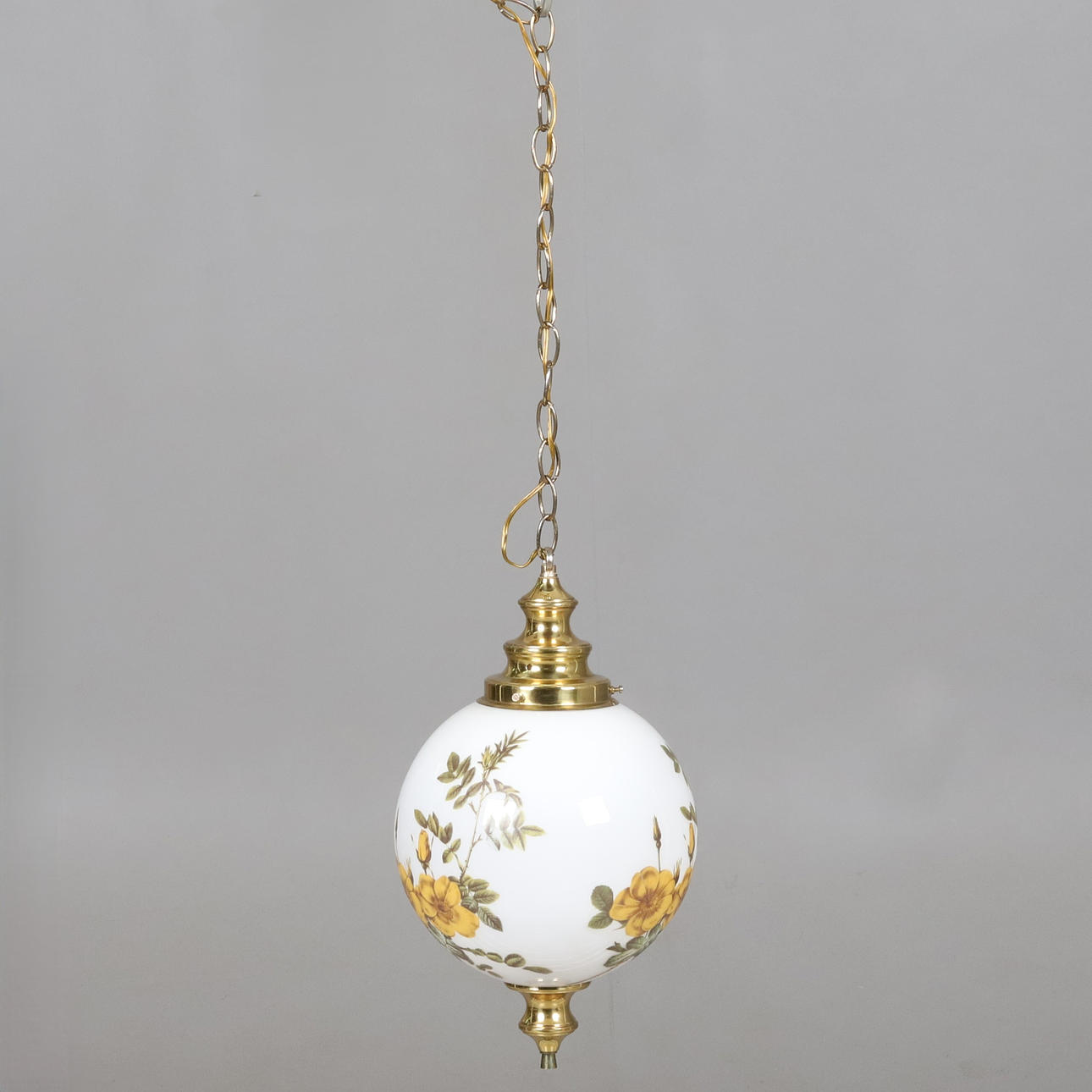CEILING LAMP, orb, glass and yellow metal.