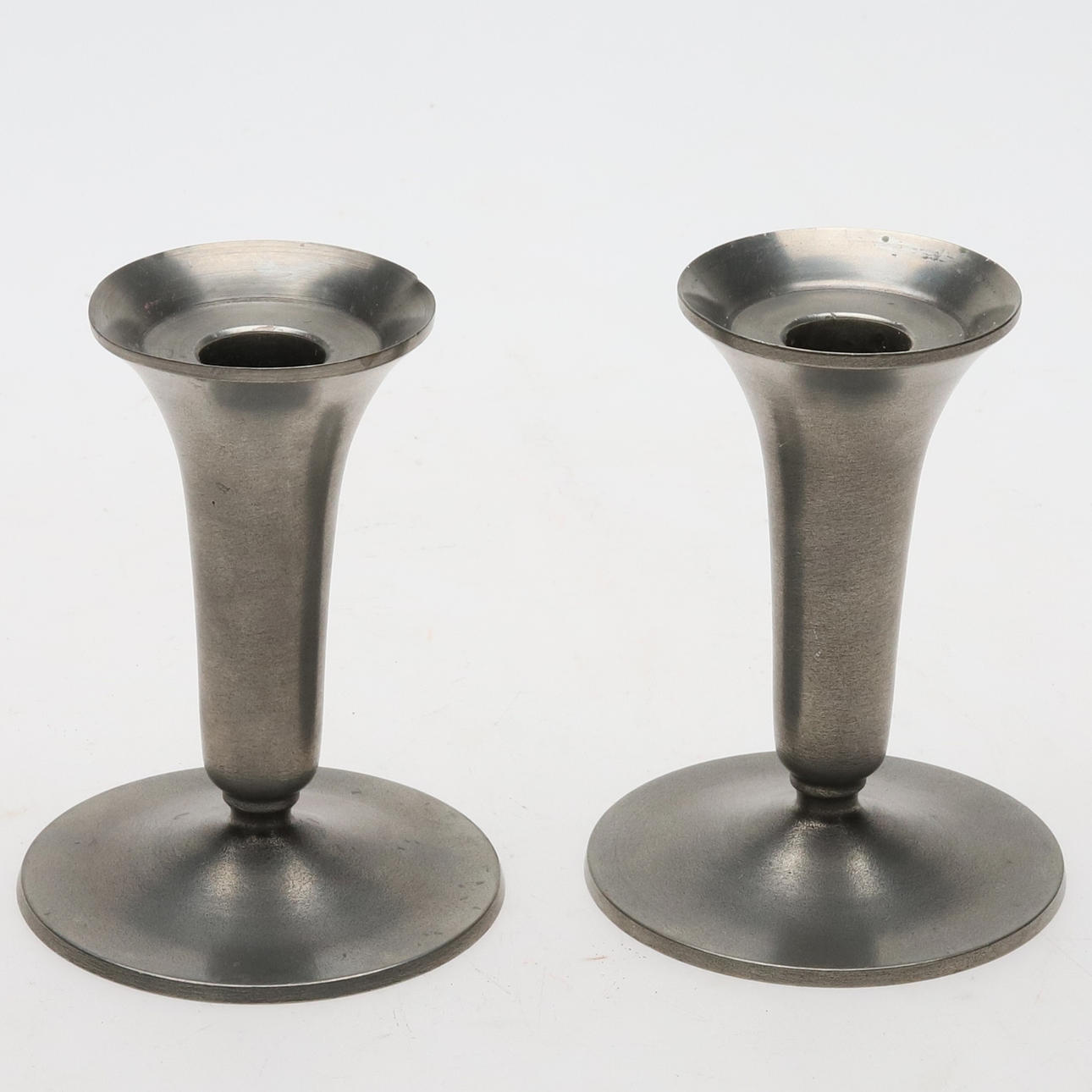 CANDLESTICKS, a pair, pewter.