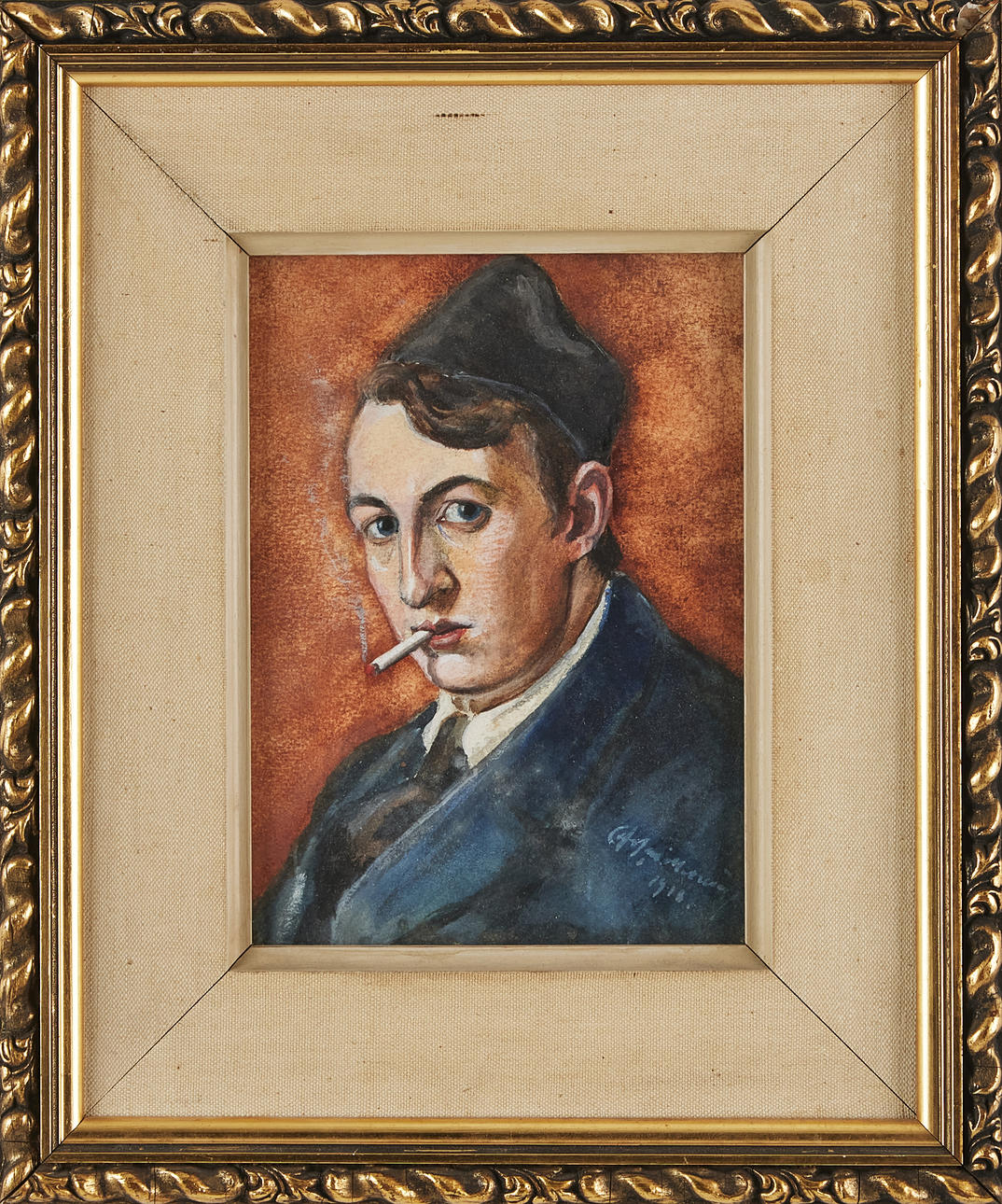 UNIDENTIFIED ARTIST, gouache, signed and dated 1918.