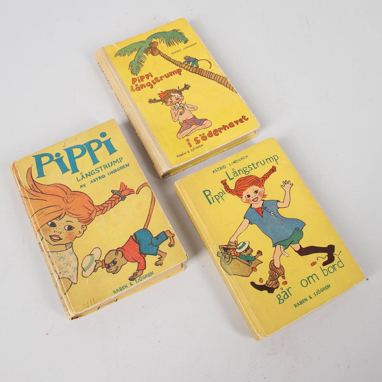 ASTRID LINDGREN. Three Pippi Longstocking books, 1940s.